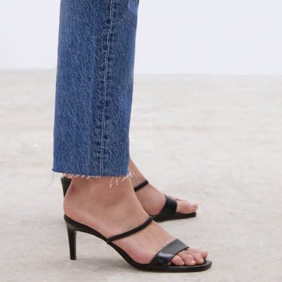Zara Minimalist Strappy Square Toe Heeled Sandals
